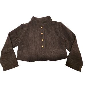 Sz 2 Girls JOYFOLIE Black Christy Wide Wale Gold Button Long Slv Nehru Jacket